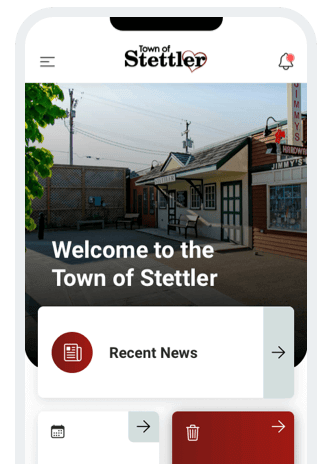 Stettler App displayed on an iPhone